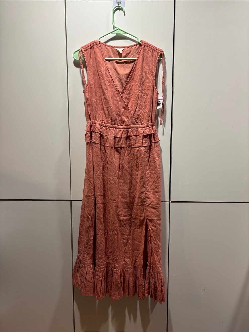 Caslon Sleeveless Rust-Tone Maxi Dress with Ruffled‎ Waist  XS NWT Cotton blend